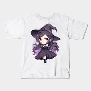 Cute Purple Halloween Witch Kids T-Shirt